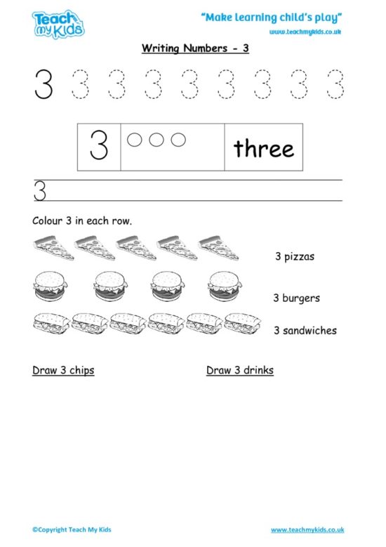 Worksheets for kids - writing 3